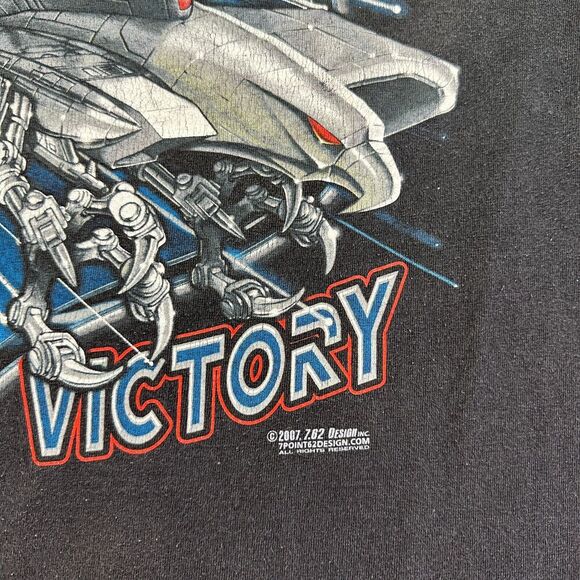 Air Force Shirt Mens L Black Blue Air Supremacy Ensures Victory USAF 7.62 FLAW - Picture 4 of 13
